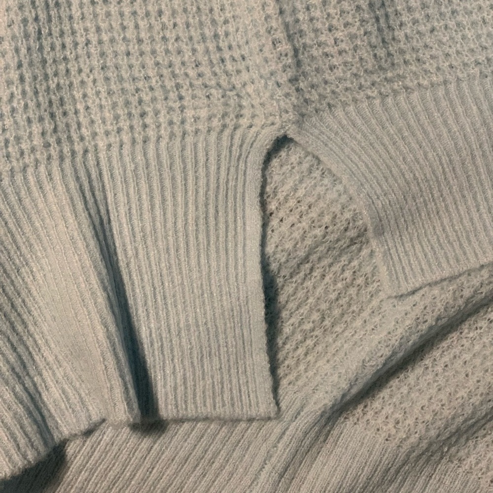 Free People Cozy Pullover Women Sweater Tunic Light Blue Oversized Split Hems - Picture 13 of 13